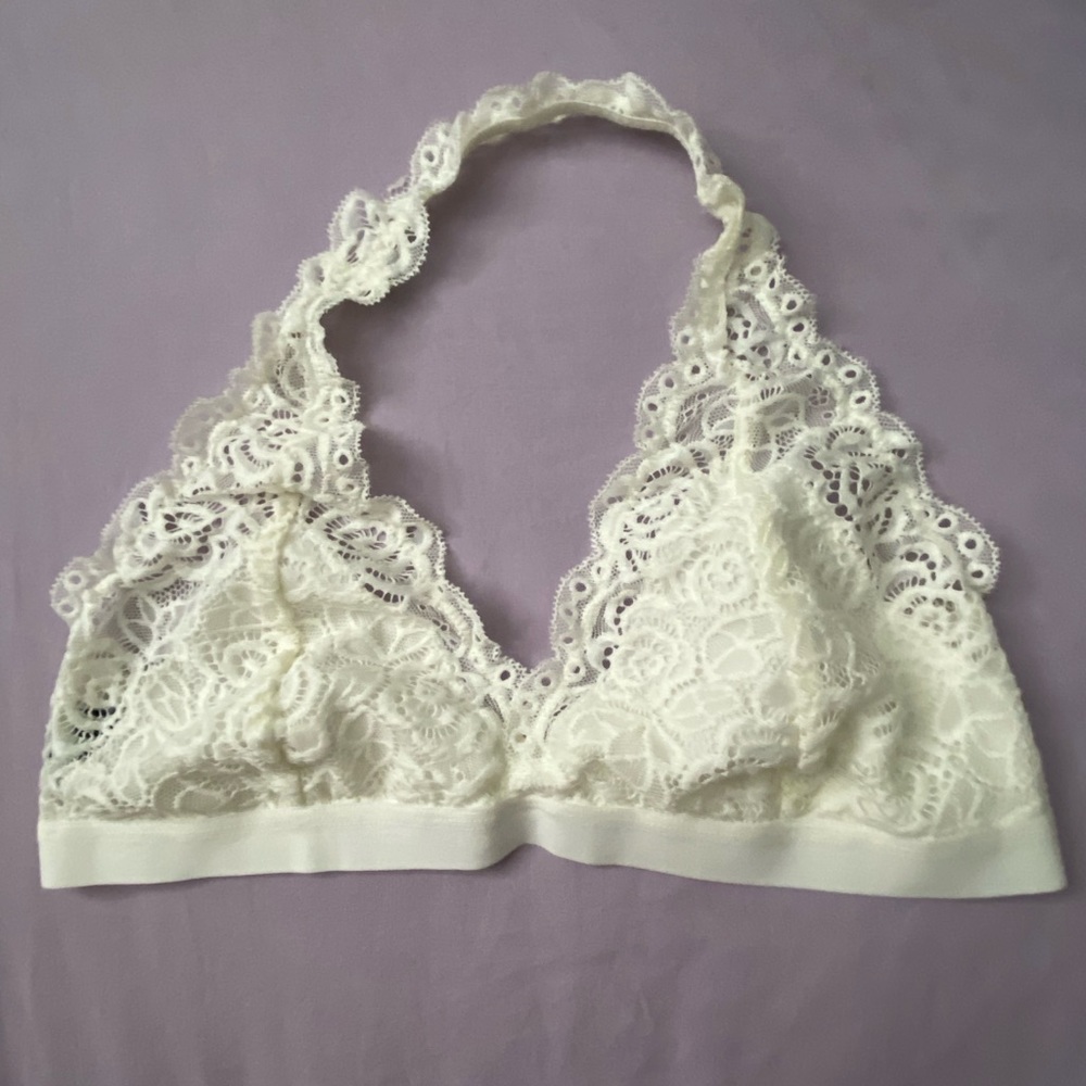 City Streets Halter Lace Bralette - Juniors XL - Off White/Cream - New w/o Tags